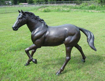 LIFE SIZE BRONZE SCULPTURE OF STANDING HORSE