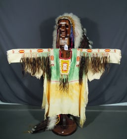 RARE SIOUX CHIEF WAR SHIRT WITH FULL HEADDRESS