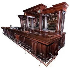TRIPLE ARCH BRUNSWICK STYLE BAR WITH 17 STOOLS