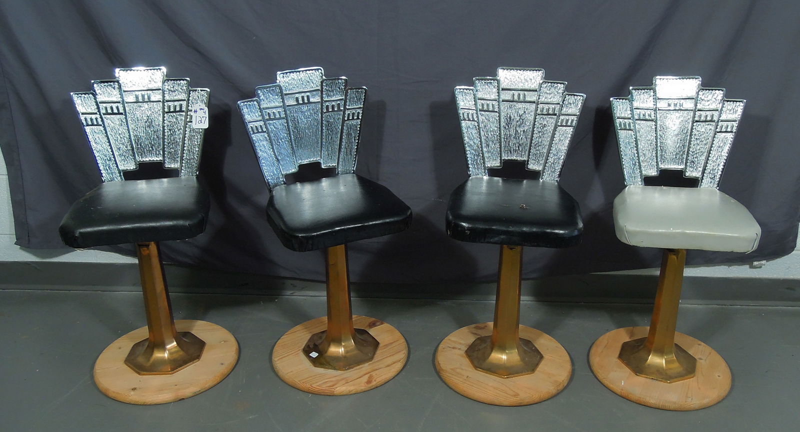 GROUP OF FOUR ORIGINAL ART DECO SODA FOUNTAIN STOOLS (1 of 3)
