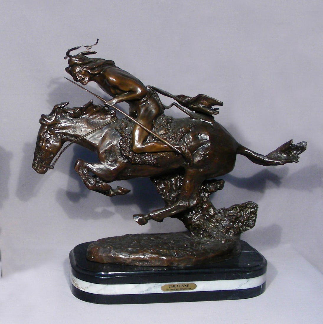 BRONZE SCULPTURE "CHEYENNE" AFTER FREDRIC REMINGTON (1 of 1)