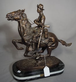 BRONZE SCULPTURE "TROOPER OF THE PLAINS" AFTER FREDRIC REMINGTON