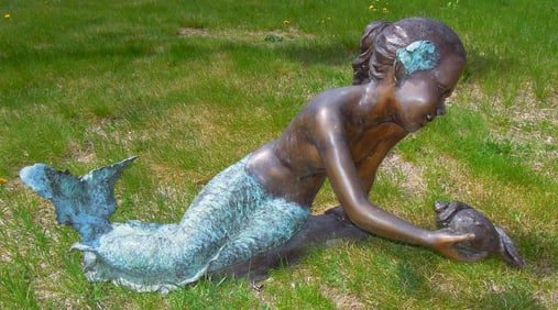ADORABLE BRONZE SCULPTURE/FOUNTAIN OF LYING MERMAID