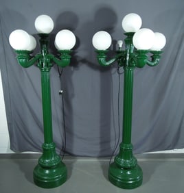 TWO LARGE CAST ALUMINUM OUTDOOR LAMP POSTS