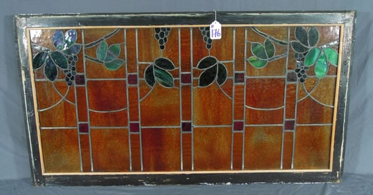 VINTAGE LEADED & STAIN GLASS WINDOW