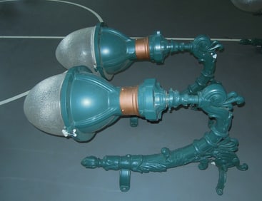 PAIR LARGE GENERAL ELECTRIC COMPANY OUTDOOR DETROIT STREET SCONCES