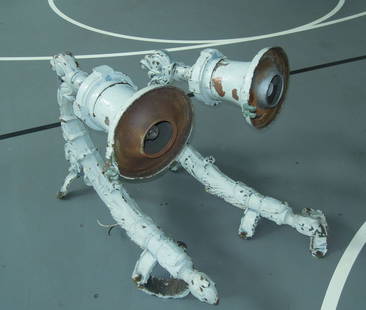 PAIR LARGE GENERAL ELECTRIC COMPANY OUTDOOR DETROIT STREET SCONCES: Signed "General Electric Co.". 41" high.
