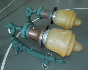 PAIR LARGE GENERAL ELECTRIC COMPANY OUTDOOR DETROIT STREET SCONCES