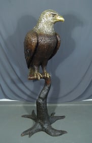 SPECTACULAR MONUMENTAL ORIGINAL BRONZE SCULPTURE OF BRONZE EAGLE ON BRANCH "SPIRIT OF AMERICA"