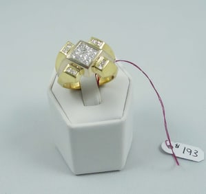 HEAVY GENTLEMEN'S 18K Y.G. & DIAMOND RING