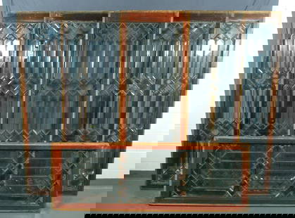 GROUP OF SIX FINE VINTAGE LEADED GLASS WINDOWS: Each 70 1/4" high, 24 1/2" wide, 1 3/4" deep.