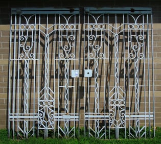 PAIR VINTAGE HEAVY CAST IRON GATES