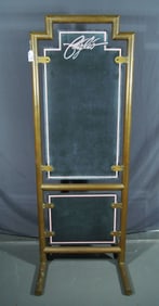 LARGE ANTIQUE BRASS FLOOR ADVERTISING CHALK BOARD