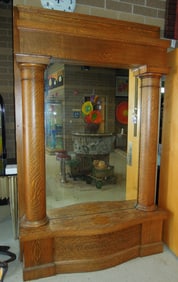 BEAUTIFUL VINTAGE LARGE TIGER OAK HALL MIRROR