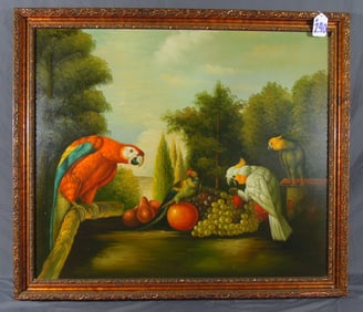 ORIGINAL OIL ON CANVAS OF TROPICAL BIRDS