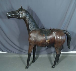 LARGE CUSTOM MADE STANDING LEATHER HORSE