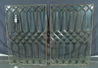 PAIR LEADED GLASS WINDOWS