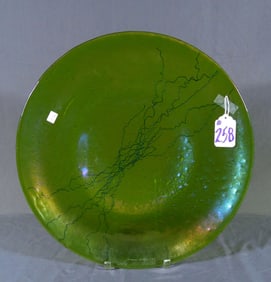 BEAUTIFUL HAND BLOWN ART GLASS CHARGER ON STAND