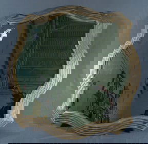 COMPOSITION & BEVELED GLASS SCALLOPED MIRROR