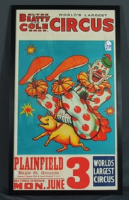 LARGE VINTAGE ADVERTISING POSTER FOR THE CLYD BEATTY & COLE BROS. CIRCUS