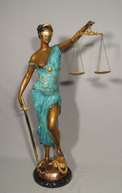 LARGE BRONZE SCULPTURE "SCALES OF JUSTICE"