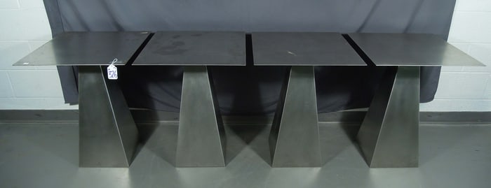 GROUP OF FOUR PYRAMID STYLE STAINLESS TABLES
