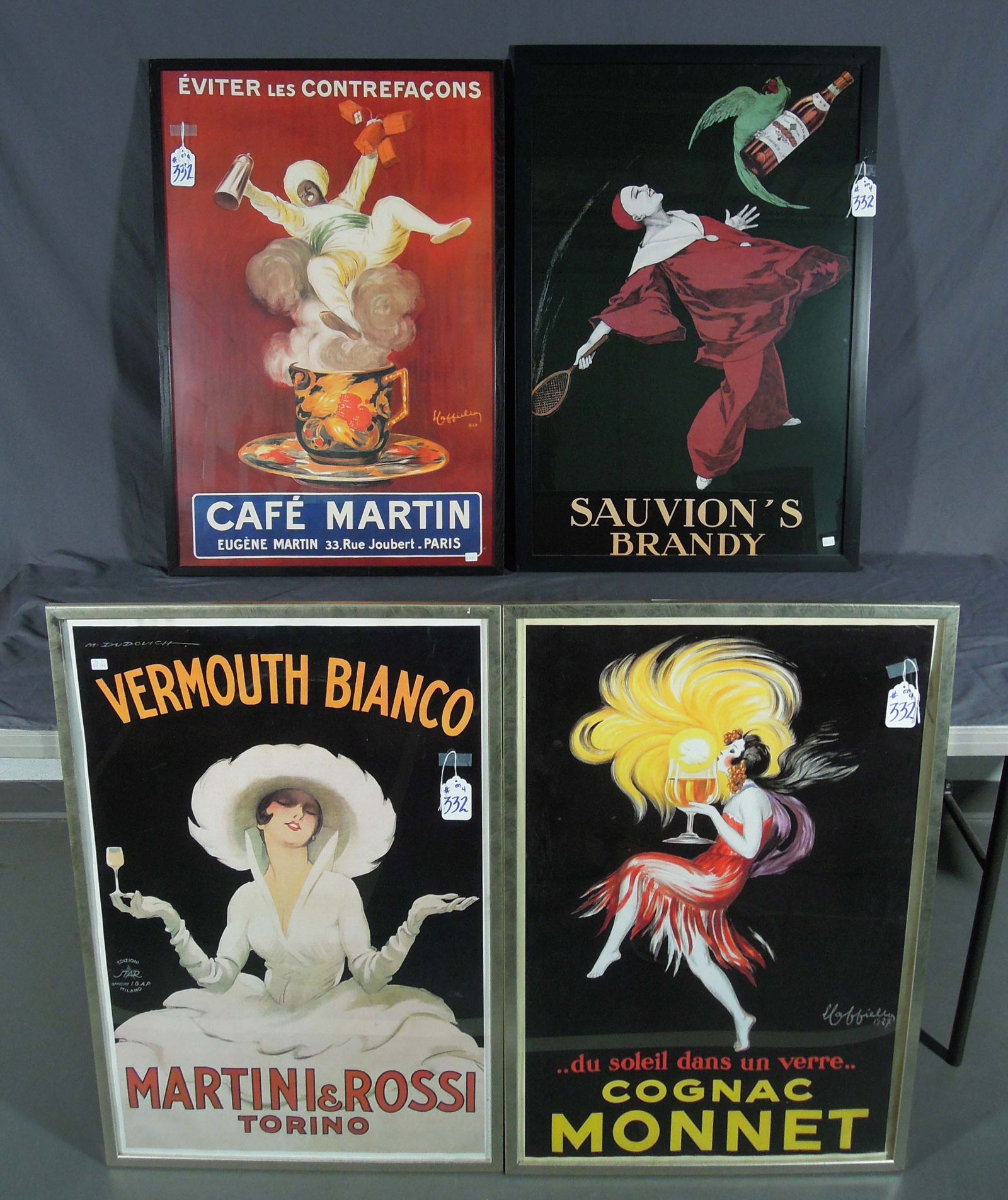 GROUP OF FOUR FRAMED REPRODUCTION PRINTS OF VINTAGE POSTERS (1 of 1)