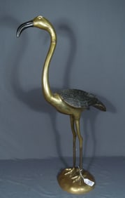 VERY HEAVY LIFE SIZE VINTAGE BRASS FLAMINGO