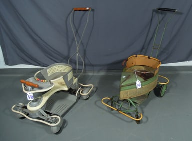 TWO ANTIQUE METAL BABY STROLLERS