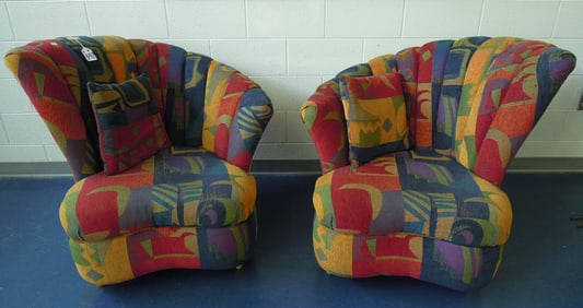 PAIR POSTMODERN VLADIMIR KAGAN STYLE CLUB CHAIRS