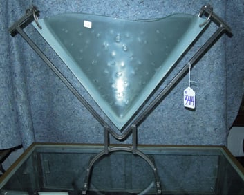METAL AND GLASS HANGING VASE