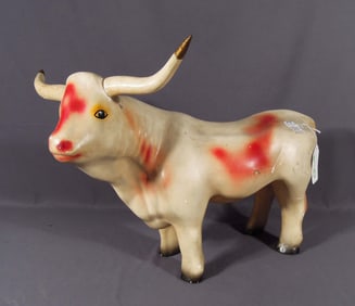 LARGE VINTAGE CHALKWARE STANDING BULL