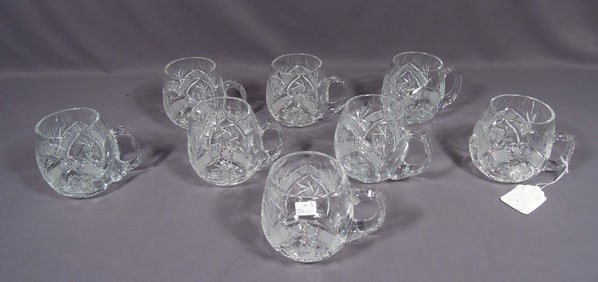 SET OF VERY FINE EUROPEAN CUT CRYSTAL BEER MUGS