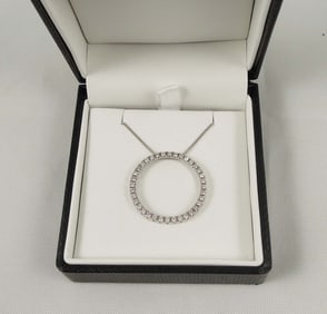 LADIES 14K WHITE GOLD & DIAMOND "CIRCLE OF LIFE" NECKLACE