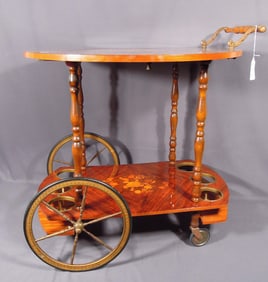 VINTAGE ITALIAN INLAID DROP LEAF TEA CART