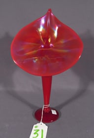 BEAUTIFUL HAND SIGNED JACK IN THE PULPIT IRRIDESCENT ART GLASS VASE