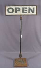 HEAVY ANTIQUE CAST IRON ROTATING "OPEN & CLOSE" STORE SIGN