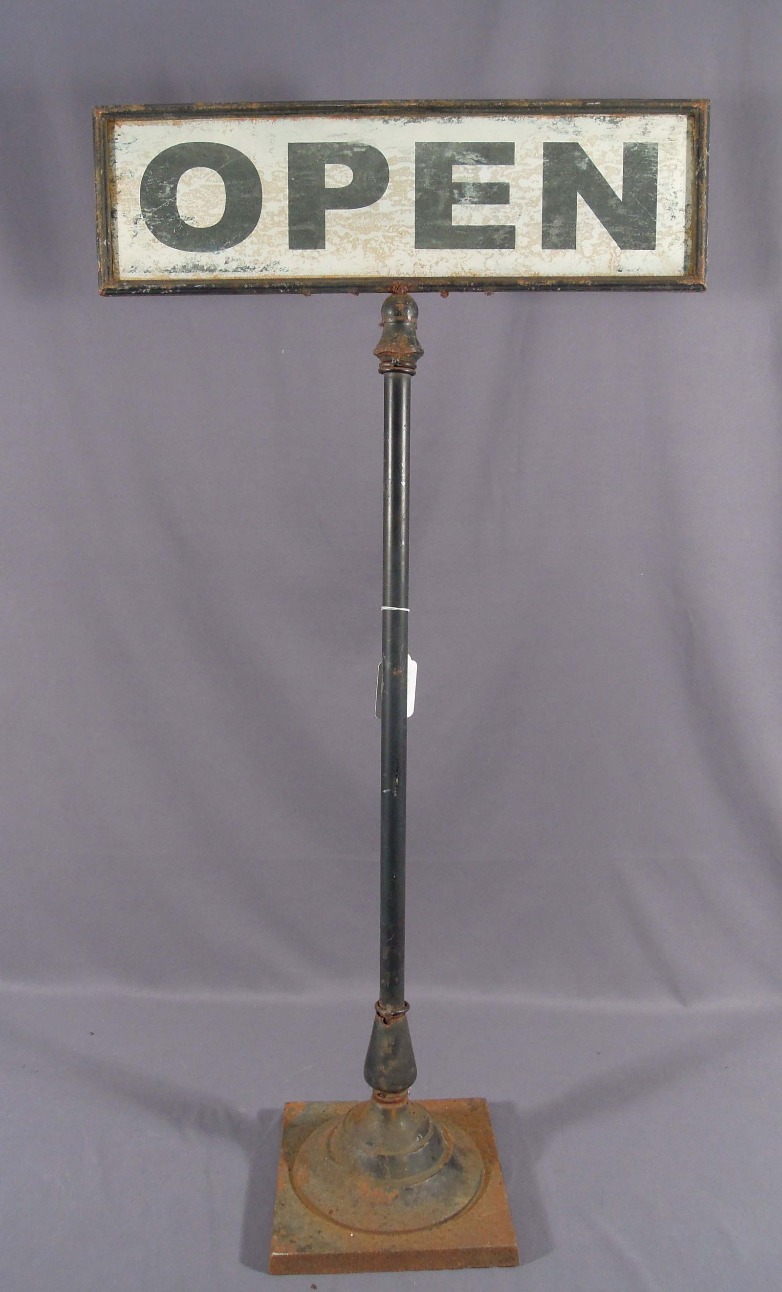 HEAVY ANTIQUE CAST IRON ROTATING "OPEN & CLOSE" STORE SIGN (1 of 2)