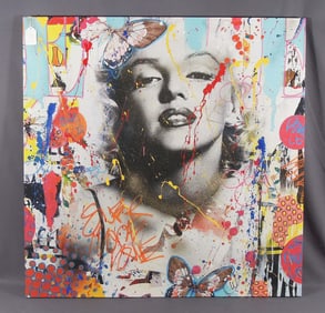 LARGE POP ART MIXED MEDIA SCREENPRINT "MARILYN MONROE"