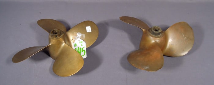 TWO HEAVY VINTAGE BRASS BOAT PROPS