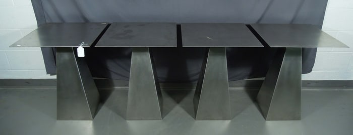 GROUP OF FOUR PYRAMID STYLE STAINLESS TABLES