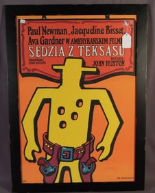 ORIGINAL VINTAGE MOVIE POSTER "SEDZIA Z TEKSASU" STARRING PAUL NEWMAN, JACQUELINE BISSET & AVA