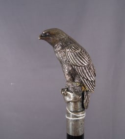 FINE WALKING CANE WITH STERLING EAGLE HEAD HANDLE