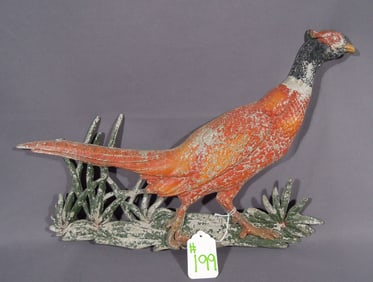 VINTAGE METAL HAND PAINTED PHEASANT WALL HANGING