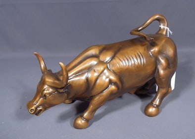 SMALL SCALE BRONZE SCULPTURE OF STOCK MARKET BULL