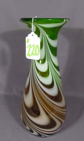 HEAVY ITALIAN HAND BLOWN MID CENTURY MODERN ART GLASS VASE