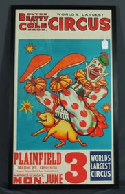 LARGE VINTAGE ADVERTISING POSTER FOR THE CLYD BEATTY & COLE BROS. CIRCUS