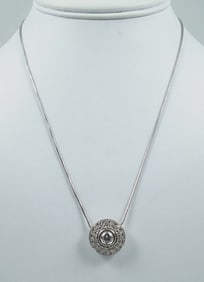 LADIES 14K WHITE GOLD & DIAMOND NECKLACE