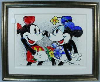 DAVID WILLARDSON (AMERICAN) EMBELLISHED SERIGRAPH OF "MICKEY & MINNIE MOUSE"