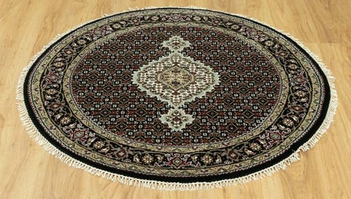 HAND KNOTTED WOOL MAHI TABRIZ ROUND AREA RUG